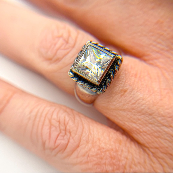 Silpada Sterling 925 Silver Elizabeth CZ Braided Rope Frame Ring. Size 6. - Picture 3 of 11